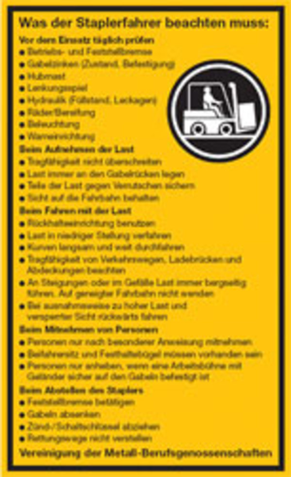 Ausbildung von Staplerfahrern DGUV Information 208-004 (BGI 545)